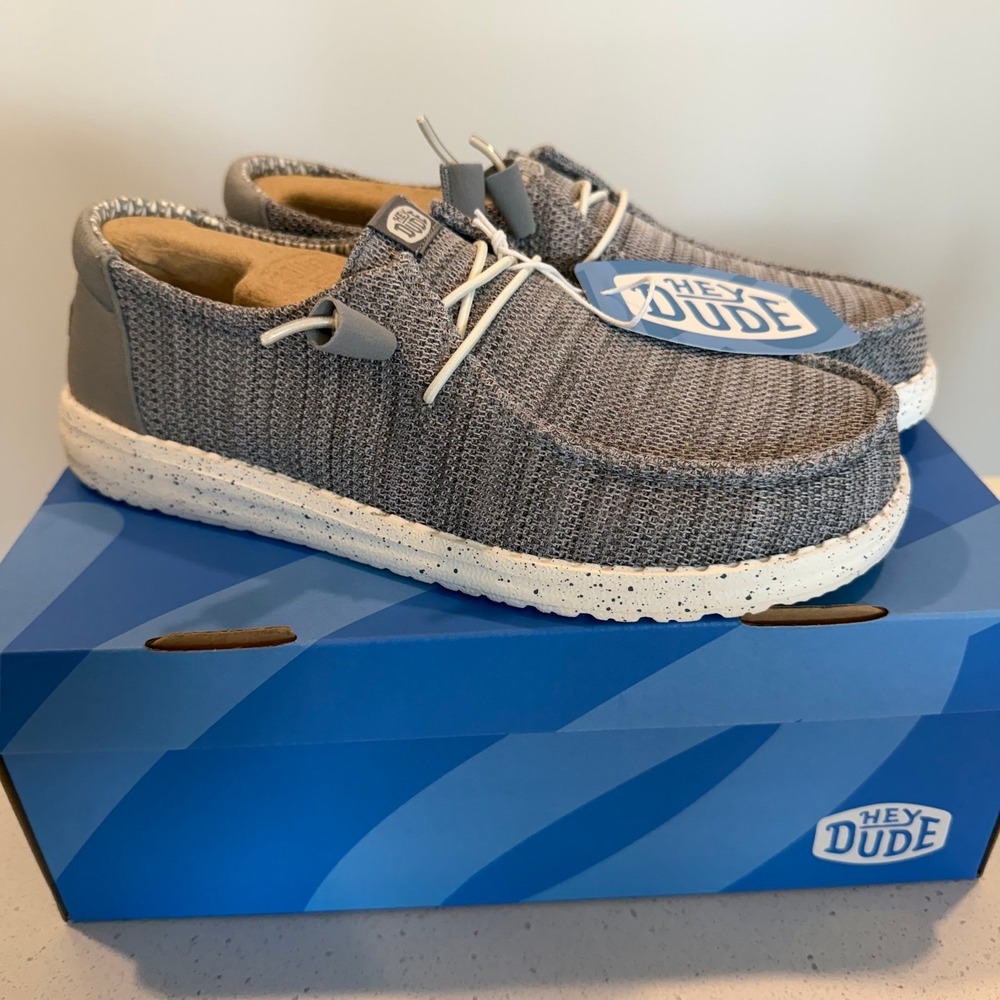 Hey Dude Wendy Stretch Sox Womens 10 Light Grey Loafers 41878-007 New In Box